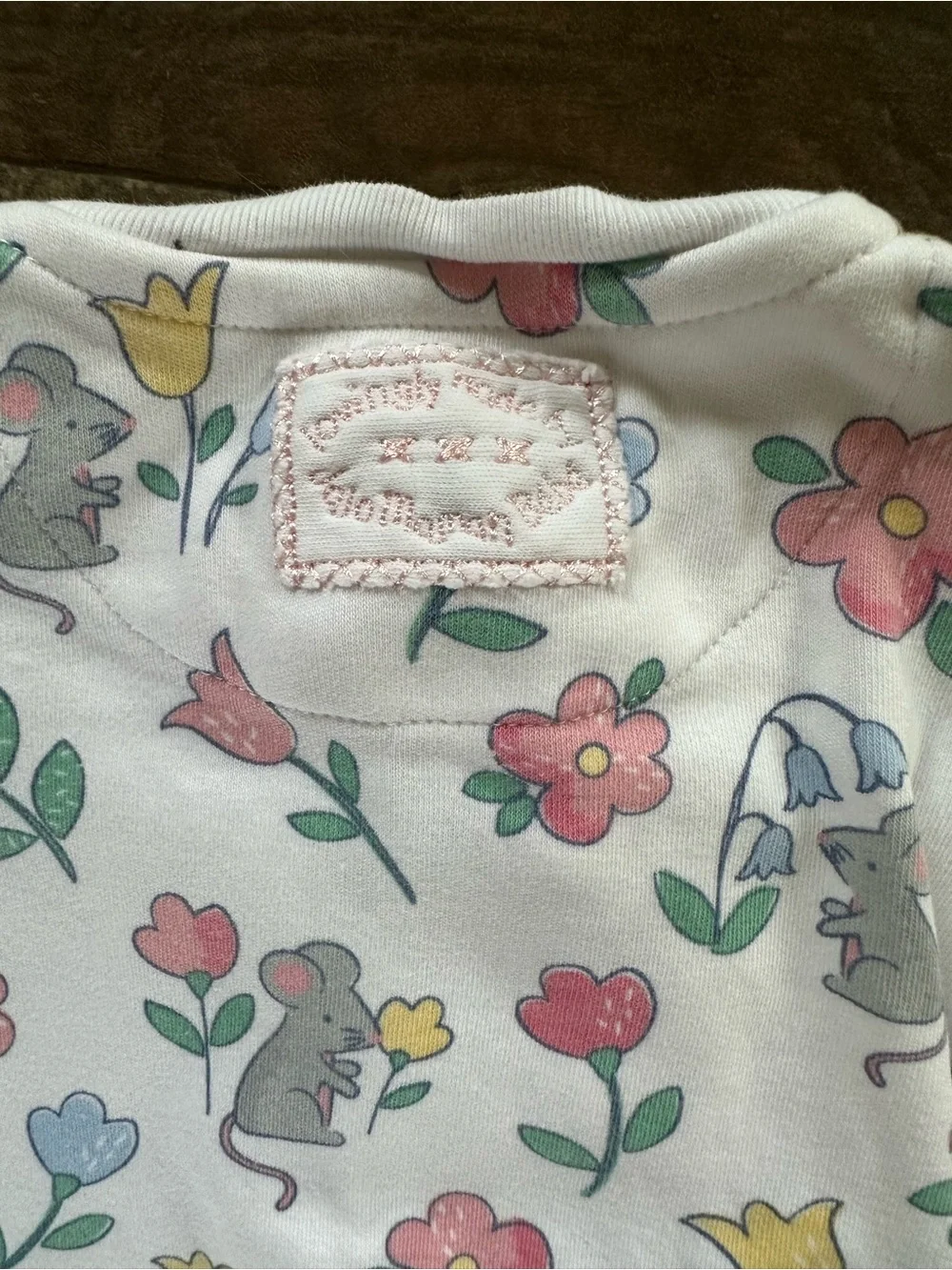 Jojo Maman Bebe floral and mouse snap footie sleep and play